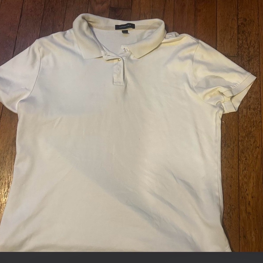 Lands' End children’s Short Sleeve Polo Shirt in White